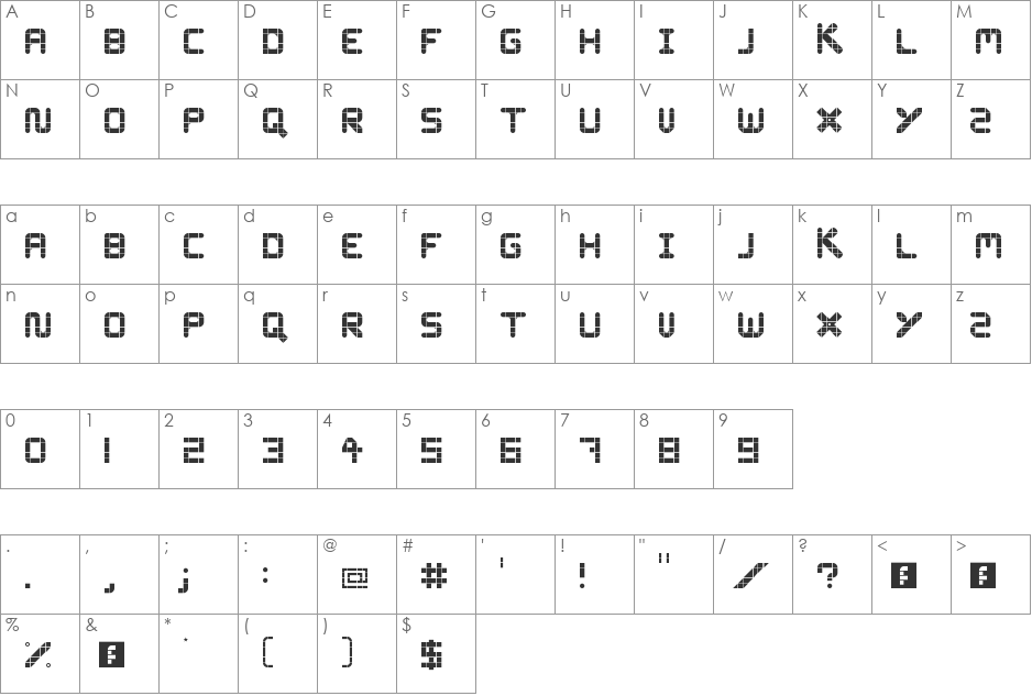 WLM Grid Font Bold font character map preview