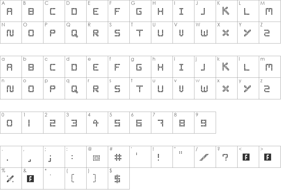 WLM Grid Font Light font character map preview