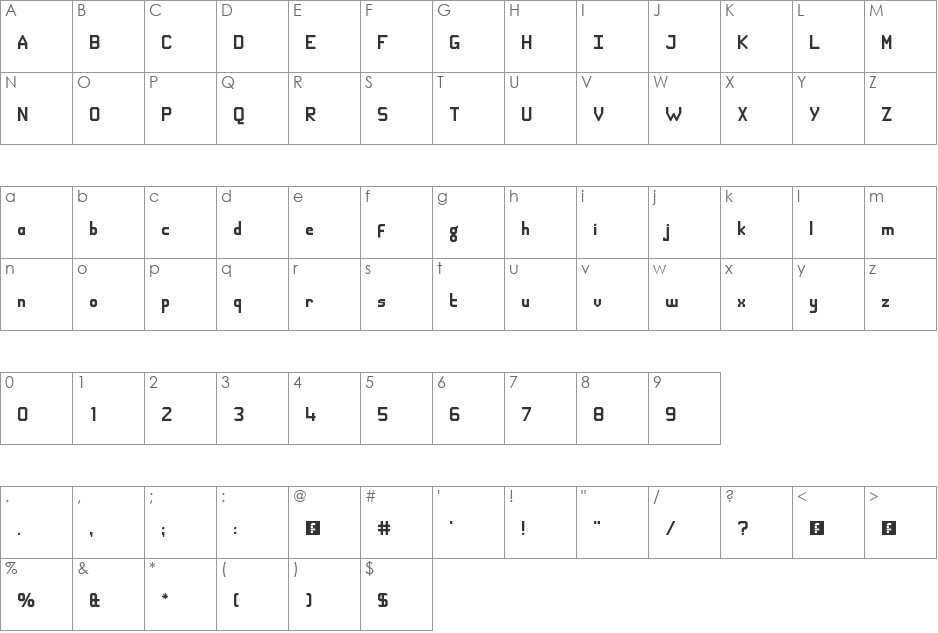 WLM Hello Sans font character map preview