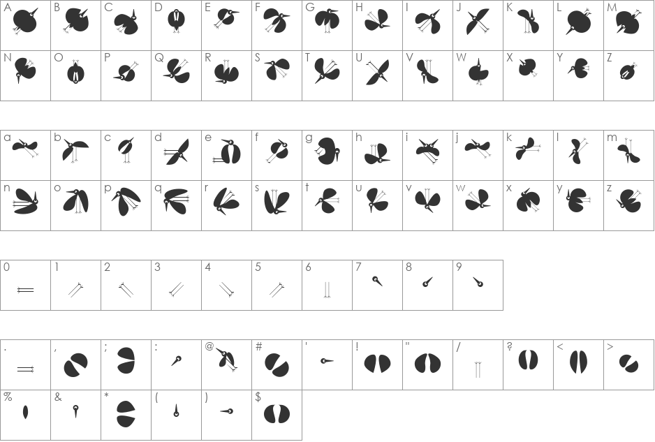 BirdsToolbox font character map preview