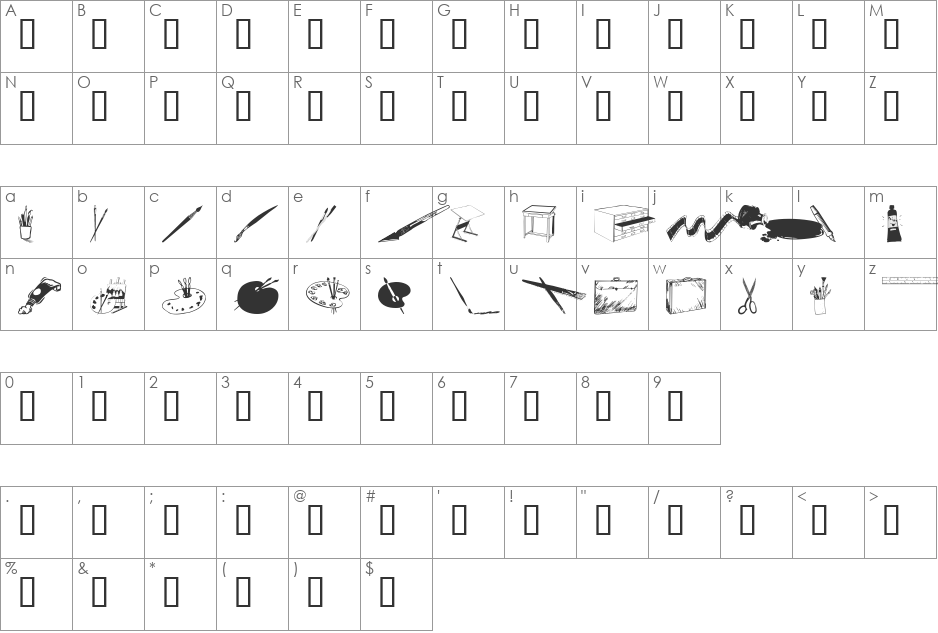 wmartsupplies font character map preview
