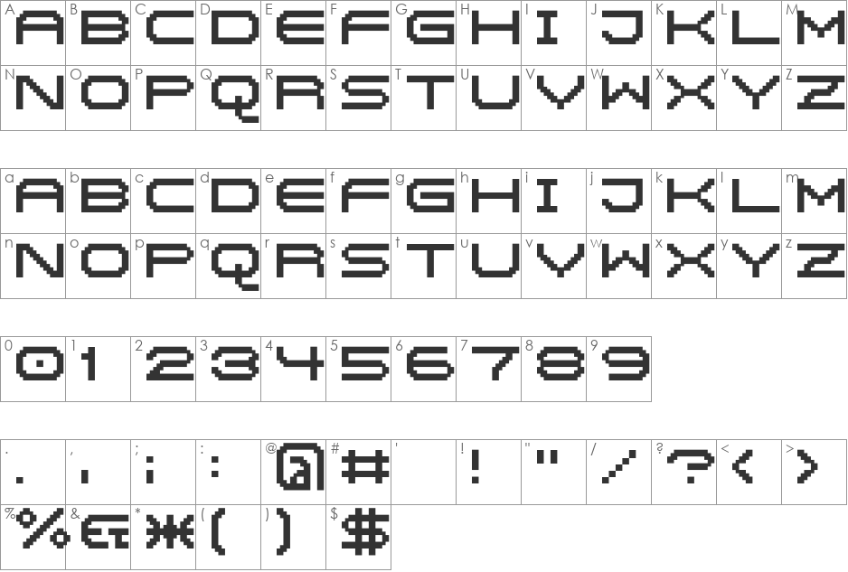 Birdy font character map preview