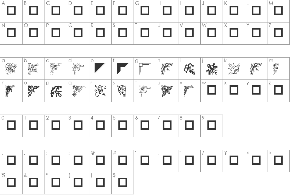 wmcorners3 font character map preview