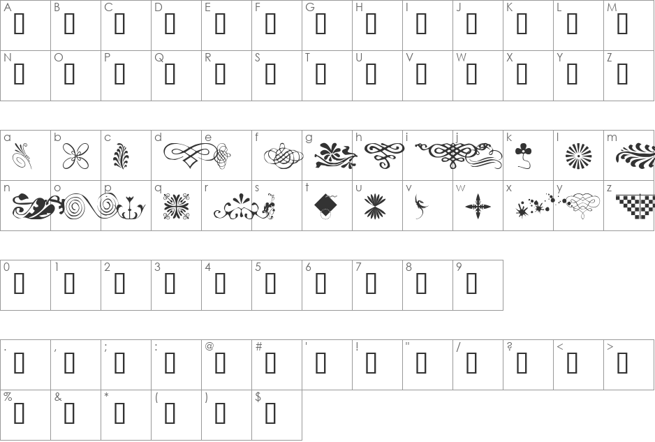 wmdesigns1 font character map preview