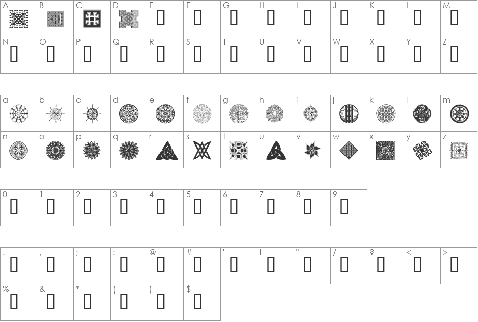 wmdesigns2 font character map preview