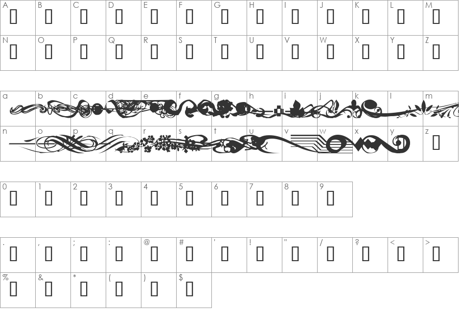 wmdividers1 font character map preview