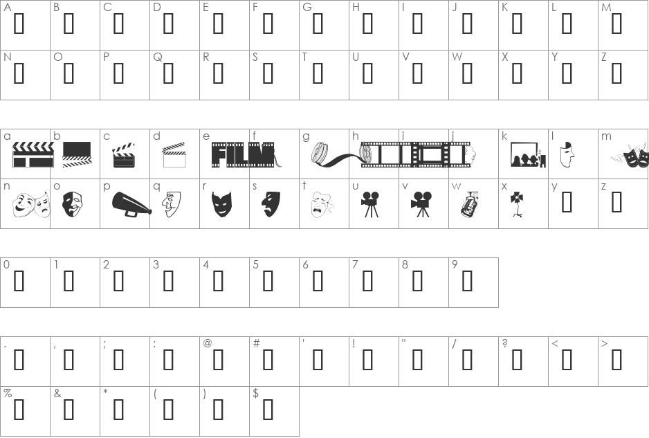wmdrama1 font character map preview
