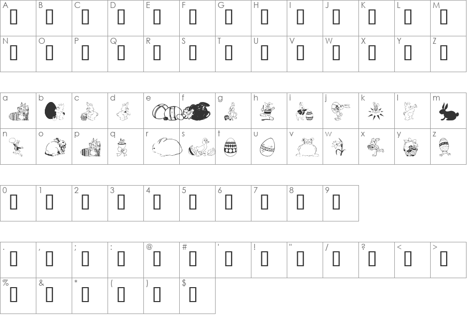 wmeaster1 font character map preview