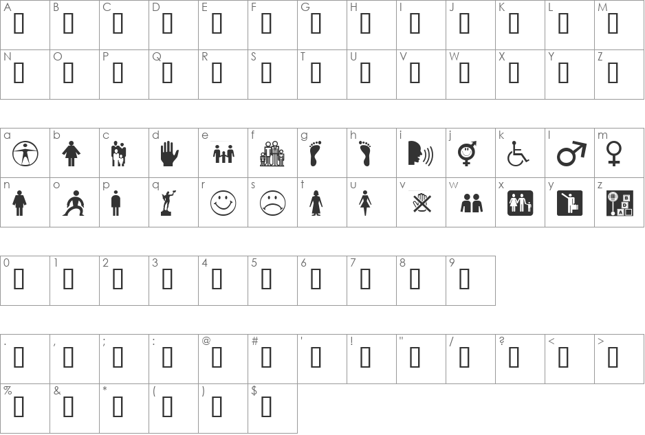 wmpeople1 font character map preview