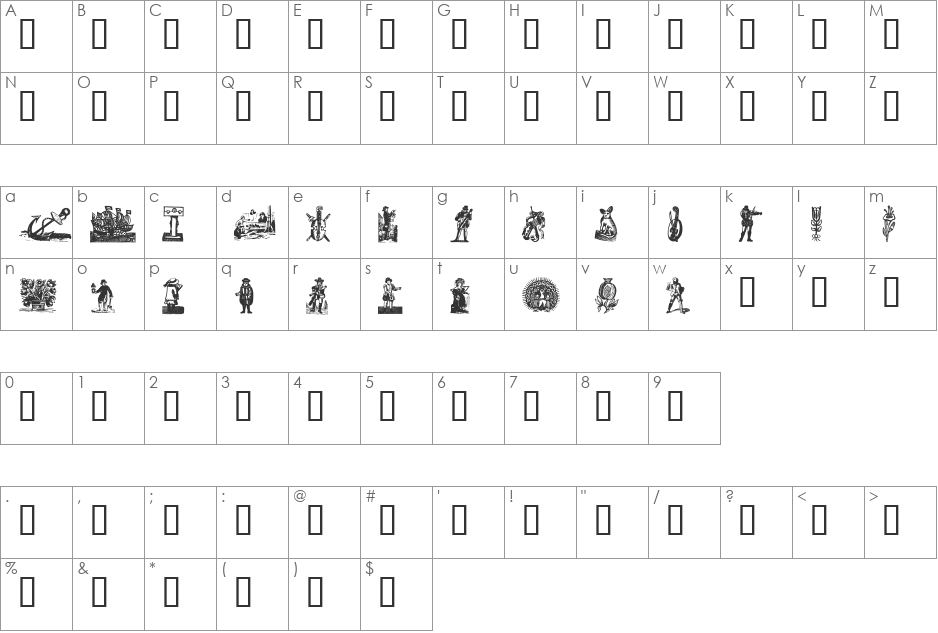 wmrenaissance1 font character map preview