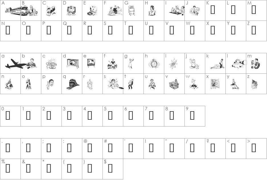 wmthe50s font character map preview