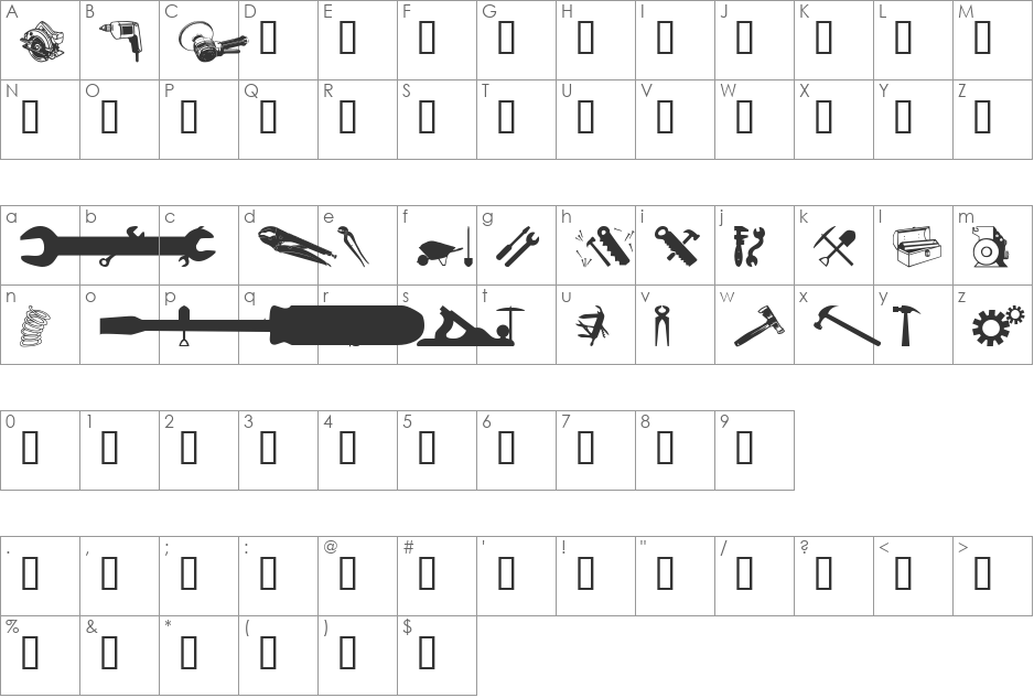 wmtools1 font character map preview