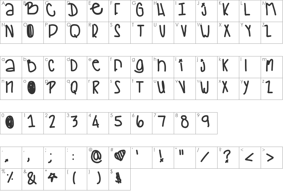 Woah font character map preview