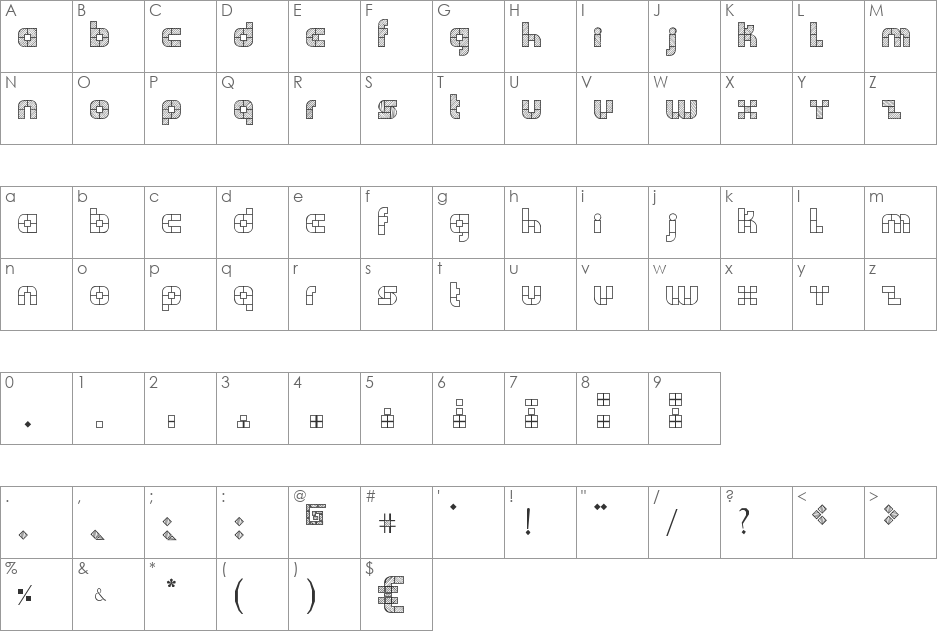 WODENBLOKS font character map preview