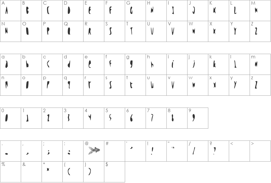 WOH font character map preview