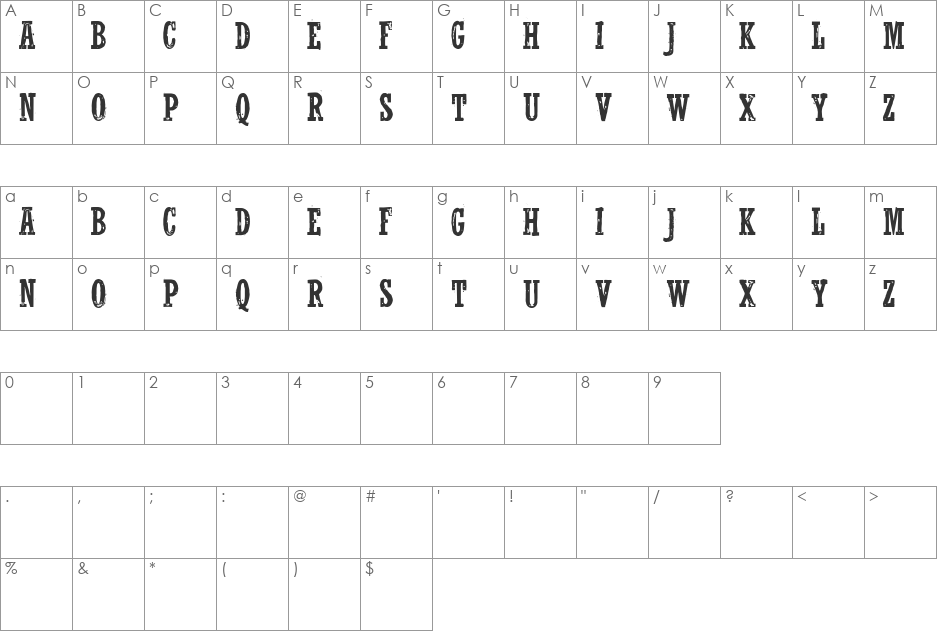 WolfredNelson font character map preview