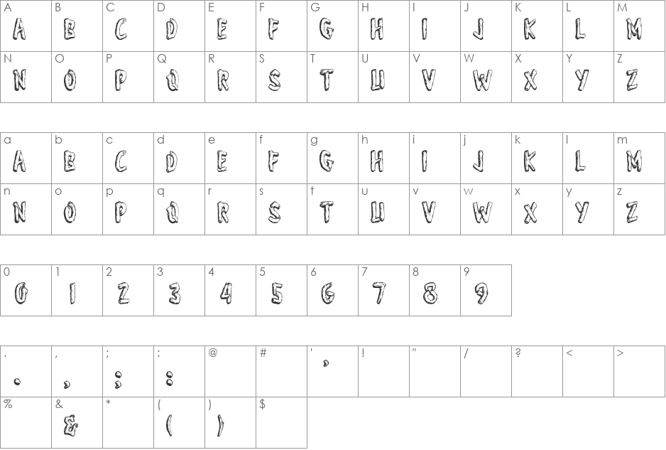 Wonder of Yosemite font character map preview