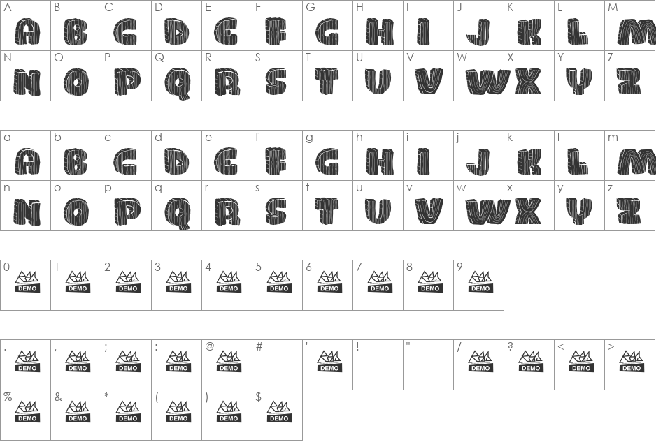WOOD font character map preview