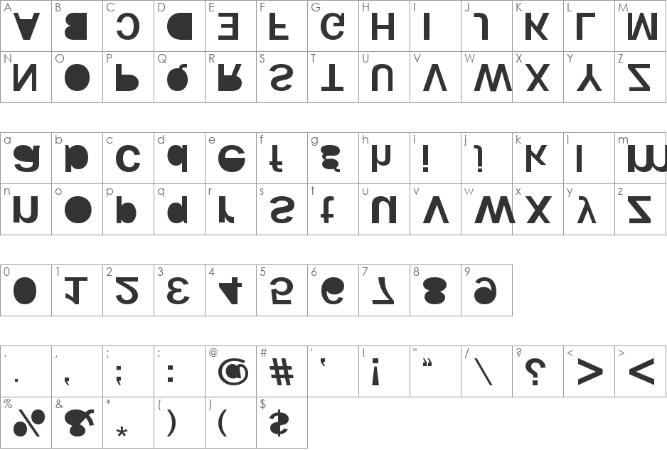 woodcutter KAOS font character map preview
