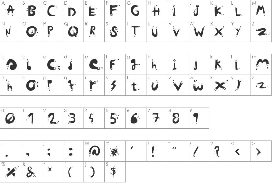 woodcutter POLLITA ALEGRE font character map preview