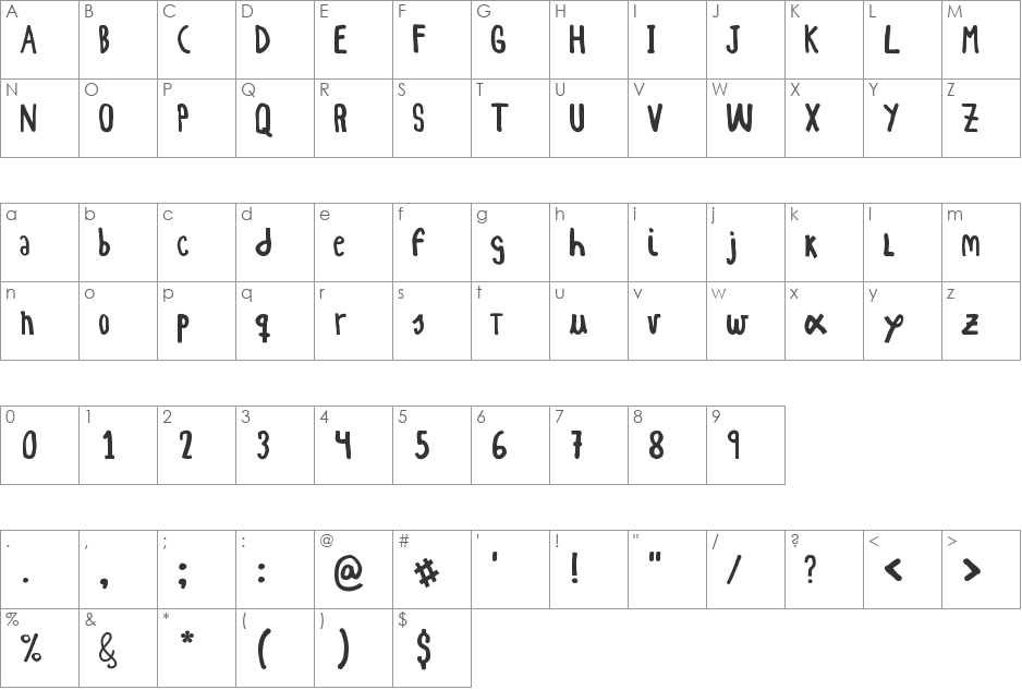 WOODCUTTER simple font character map preview