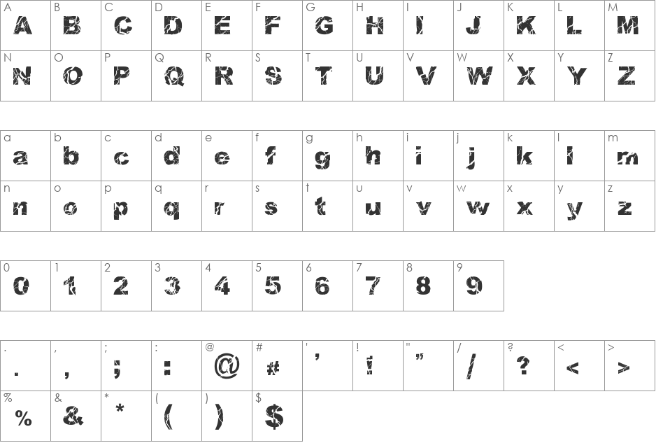 WOODCUTTER STORM font character map preview
