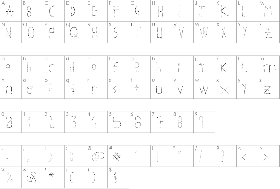 WOODCUTTER WIRE FENCE font character map preview