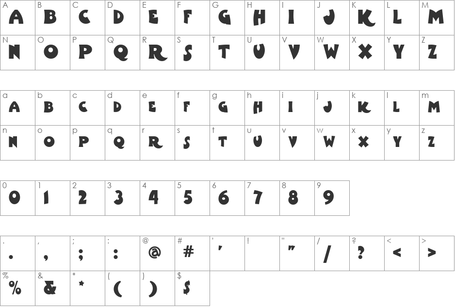 Wooden Shoe Revue NF font character map preview