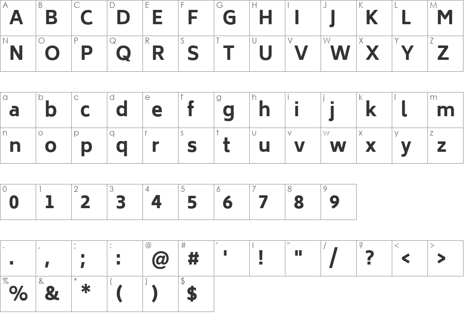Biryani ExtraBold font character map preview