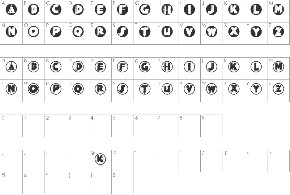 WoodPecker font character map preview