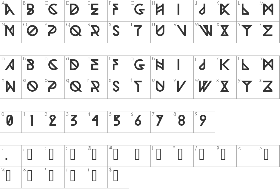 Woodwarrior font character map preview