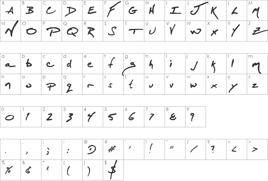 Wookieebyte font character map preview