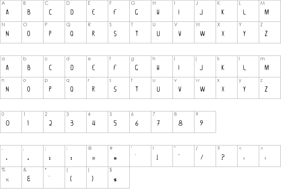 Woomble_002 font character map preview