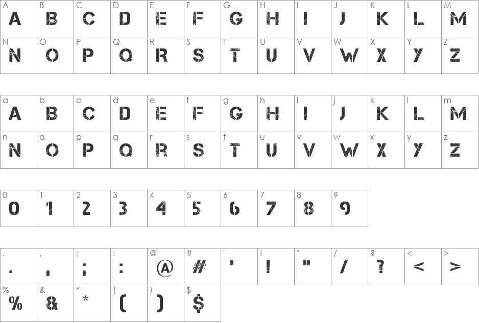 WordMean Font font character map preview
