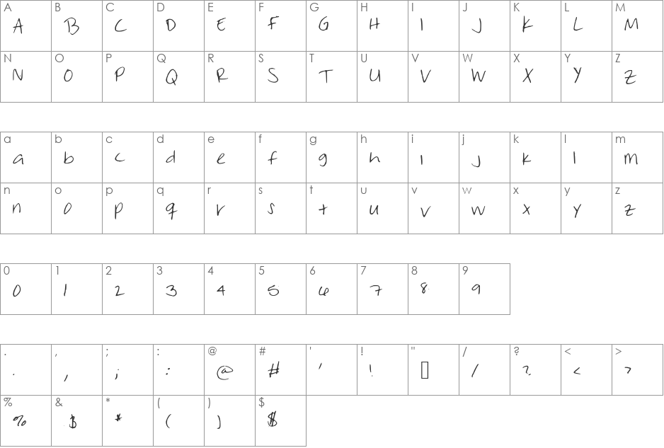 WorkThatWednesday font character map preview