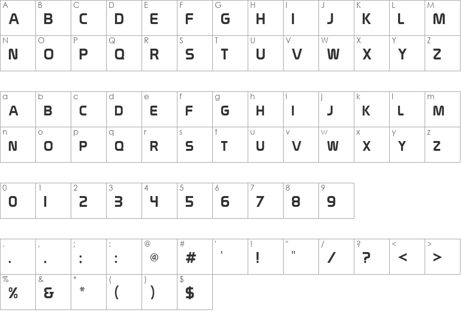 World font character map preview