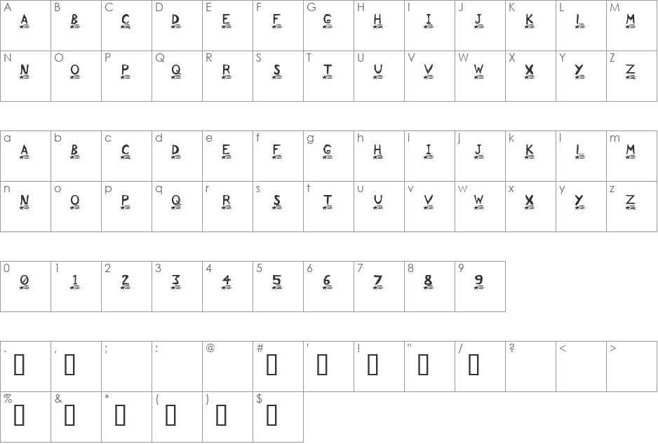 World Leader font character map preview