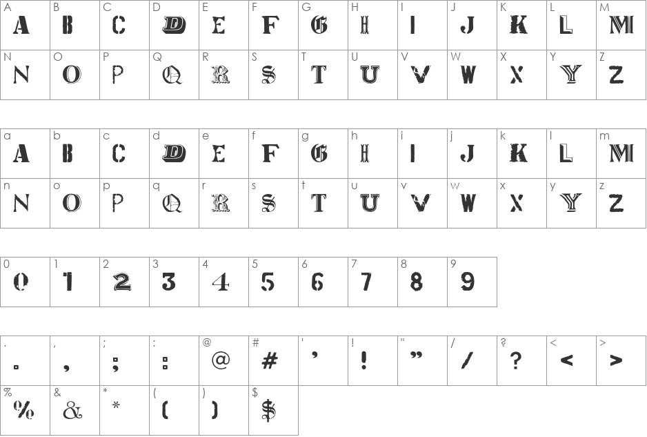 World Tour font character map preview