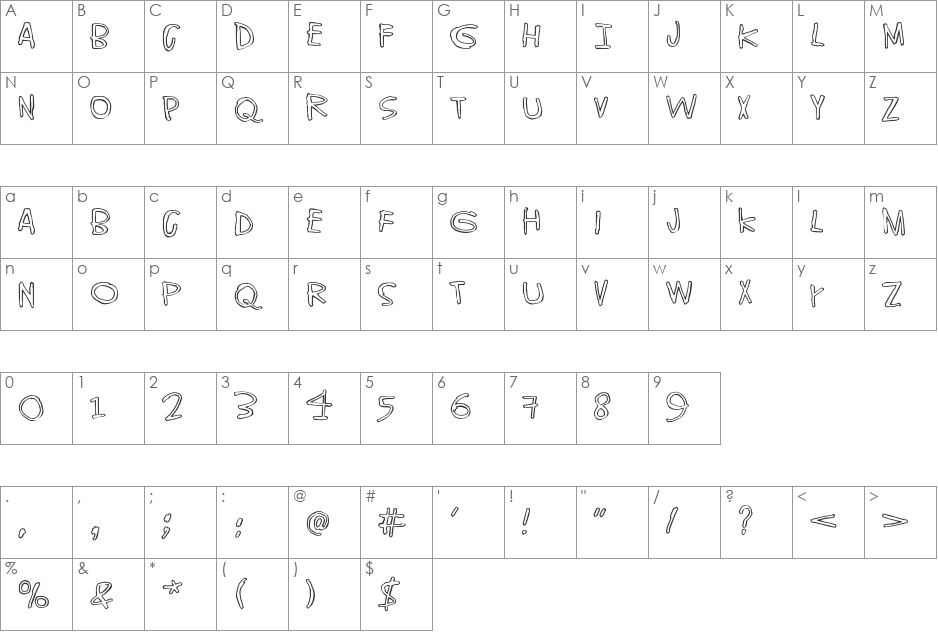 World without end font character map preview