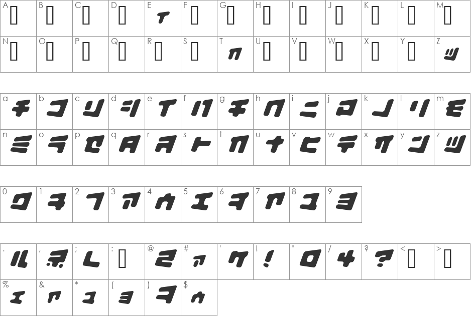 BiscuitBank font character map preview