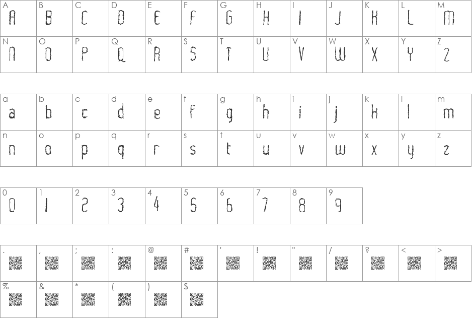 WorldShocker font character map preview