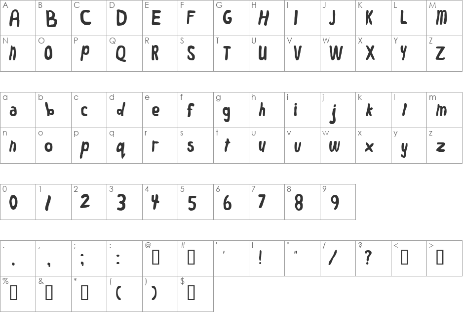 Worm font character map preview