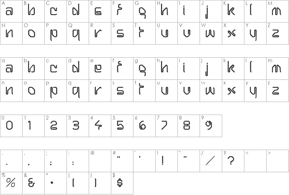 Wormy font character map preview