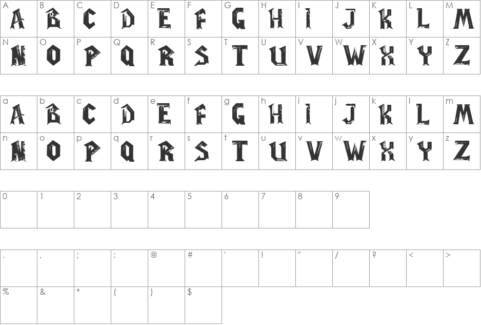 WoW-plexus font character map preview