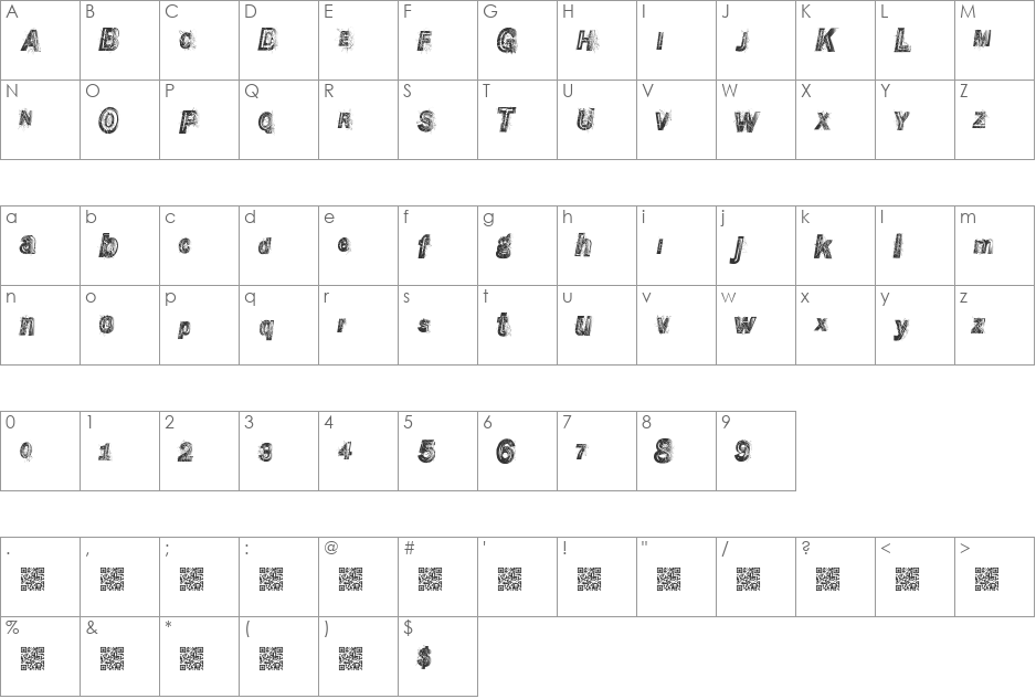 WreckingBawl font character map preview
