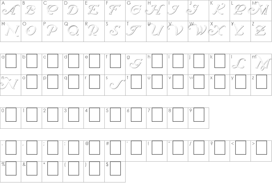 Wrenn Initials font character map preview