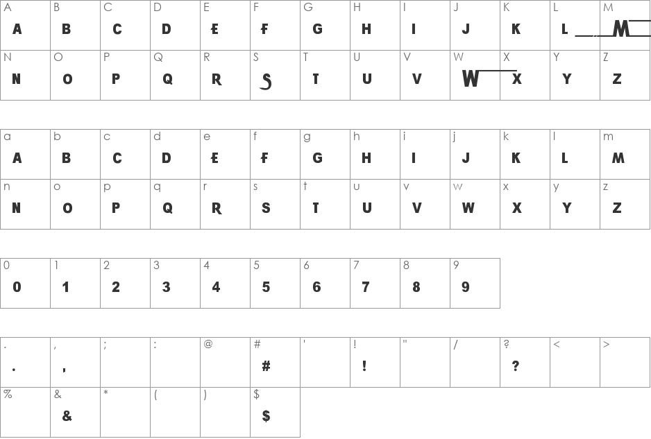 WRESTLEMANIA font character map preview