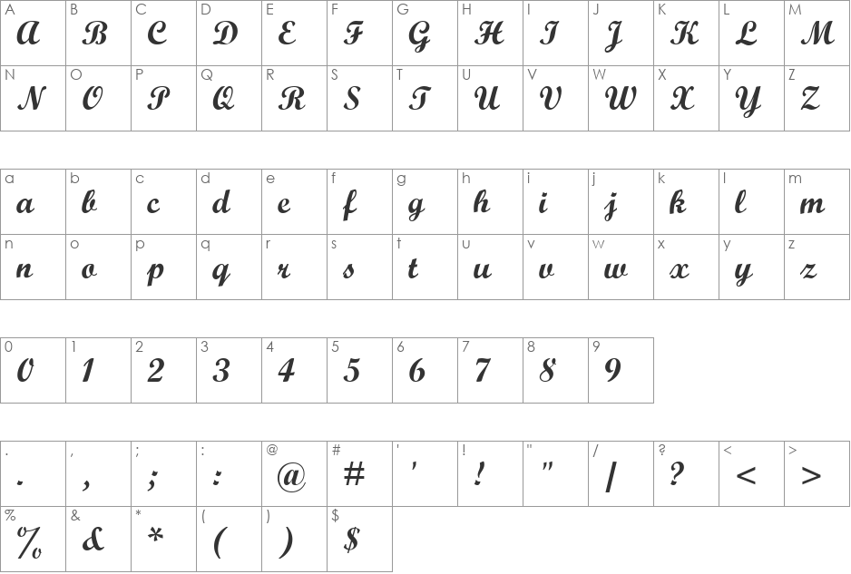 Wrexham font character map preview