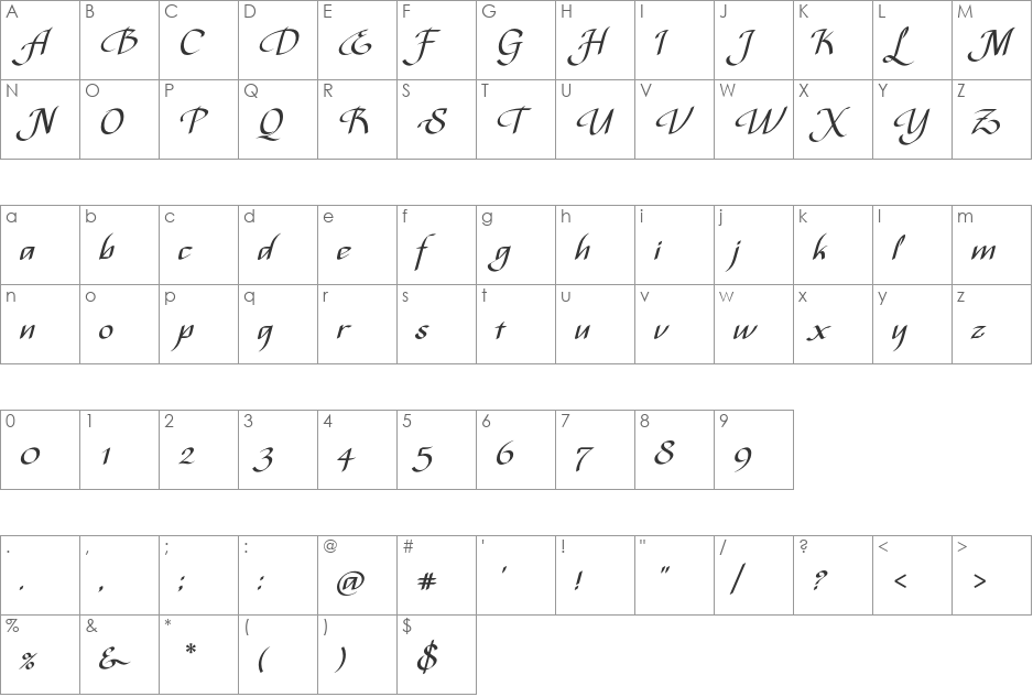 Bispo Original font character map preview