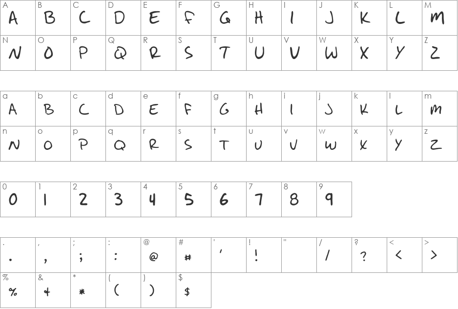 Write Like Jesse font character map preview